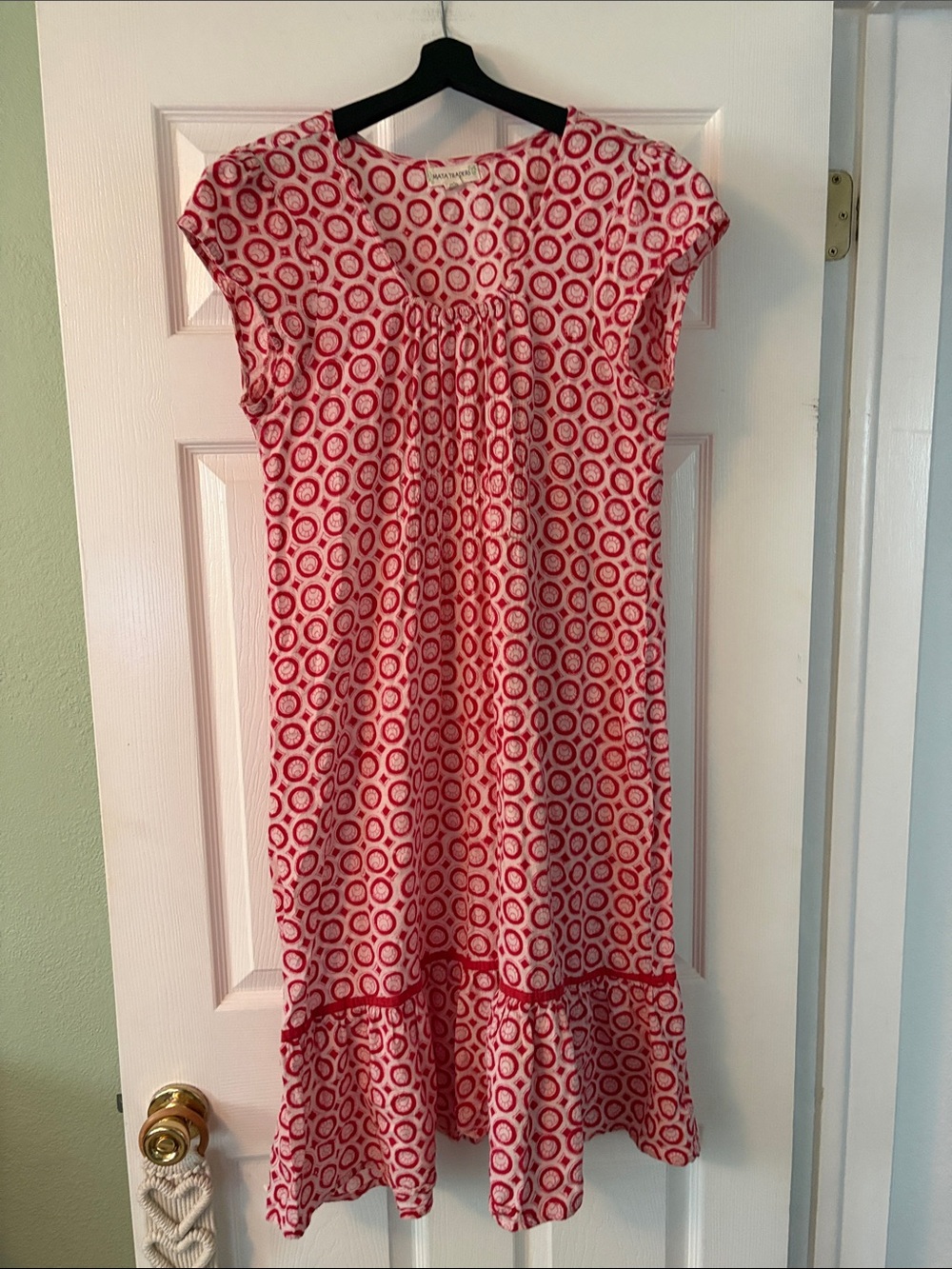 Mata Traders Red and White Circle Print Dress